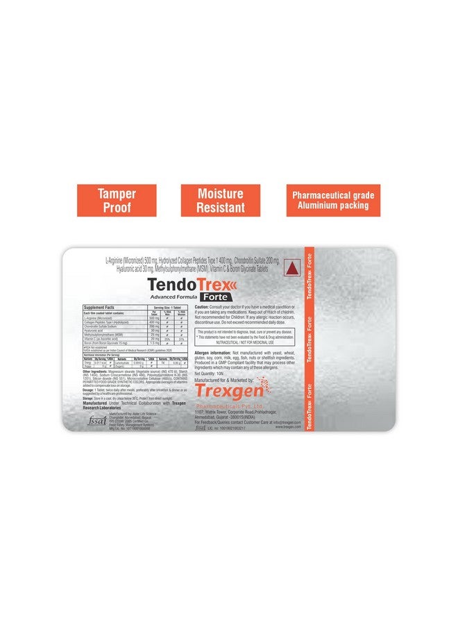 Trexgen TENDOTREX FORTE Advanced & Complete Tendon, Joint Cartilage & Ligament Care (Pack of 1 count, 30 capsules) - Image 2