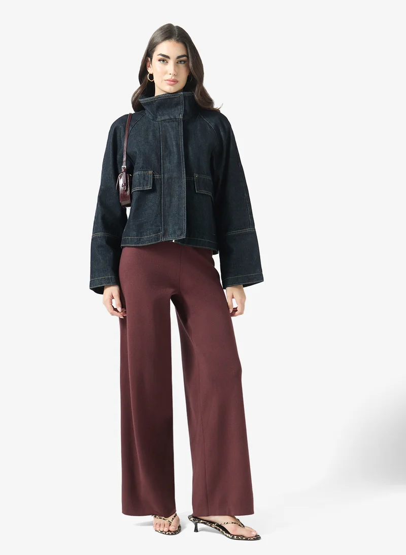 Only Casual Mid Waist Wide Leg Trousers