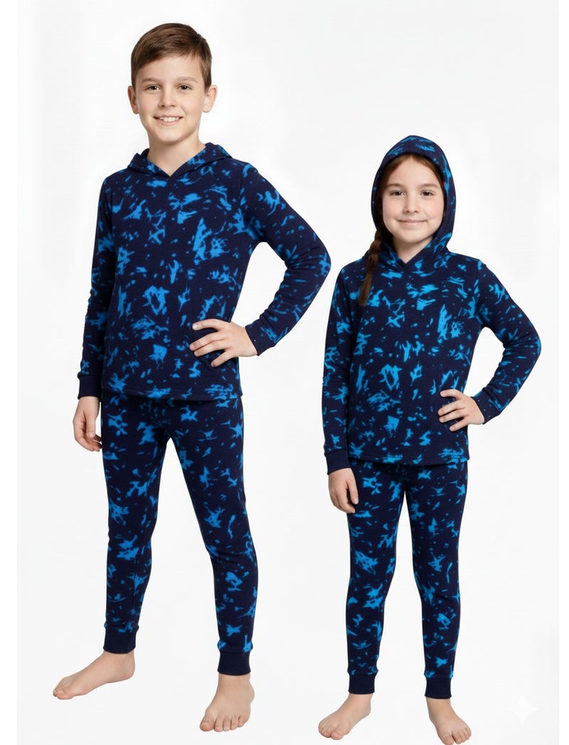 Kids Camouflage Print Hooded Pajama Set, Two-Piece Sleepwear, Long Sleeve Loungewear, on size up to 40 KG - Image 1