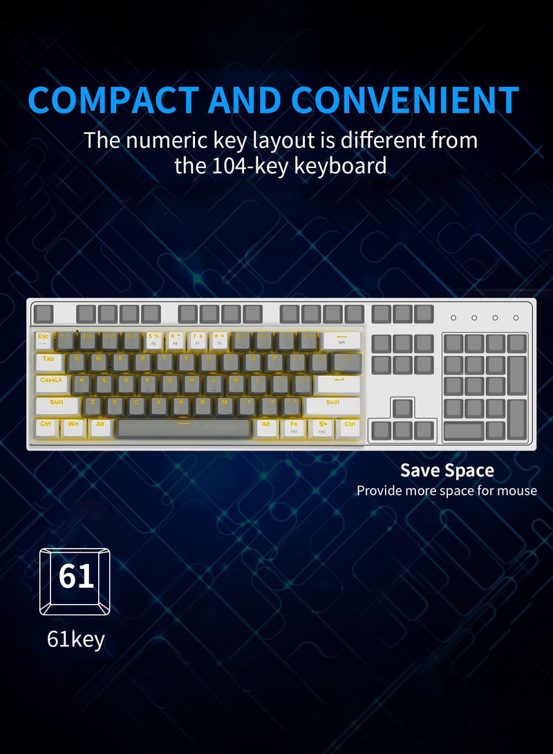 E-YOOSO Mechanical Gaming Keyboard 60% Wired with Red Switches LED Backlit Ultra-Compact Computer Keyboard for PS4 PS5 Windows Mac OS Home Office Daily Use Grey White - Image 2