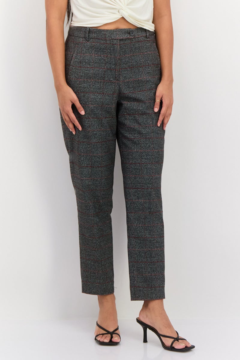 ESPRIT Women Regular Fit Inseam Straight Leg Pants, Dark Grey - Image 1