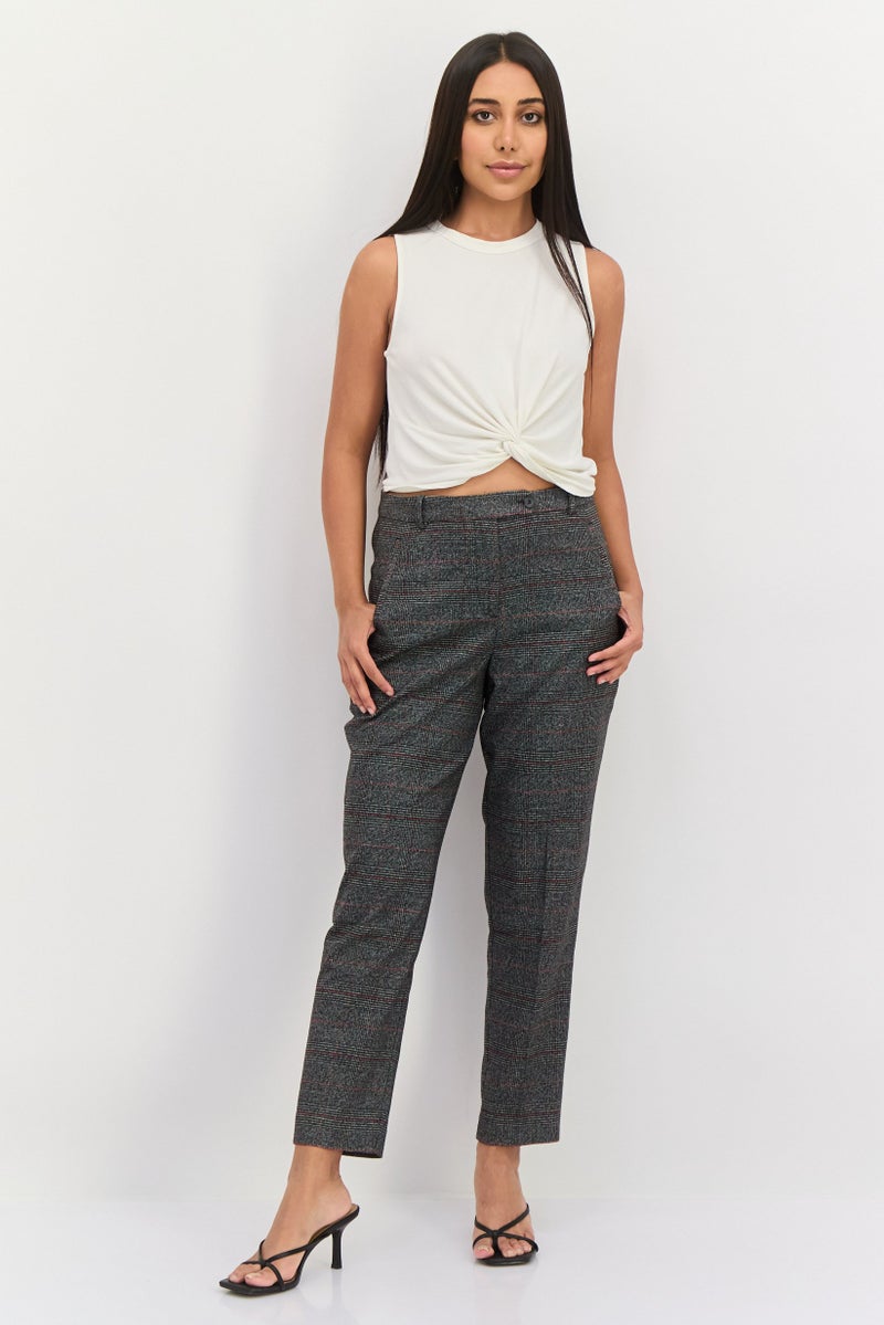 ESPRIT Women Regular Fit Inseam Straight Leg Pants, Dark Grey - Image 2
