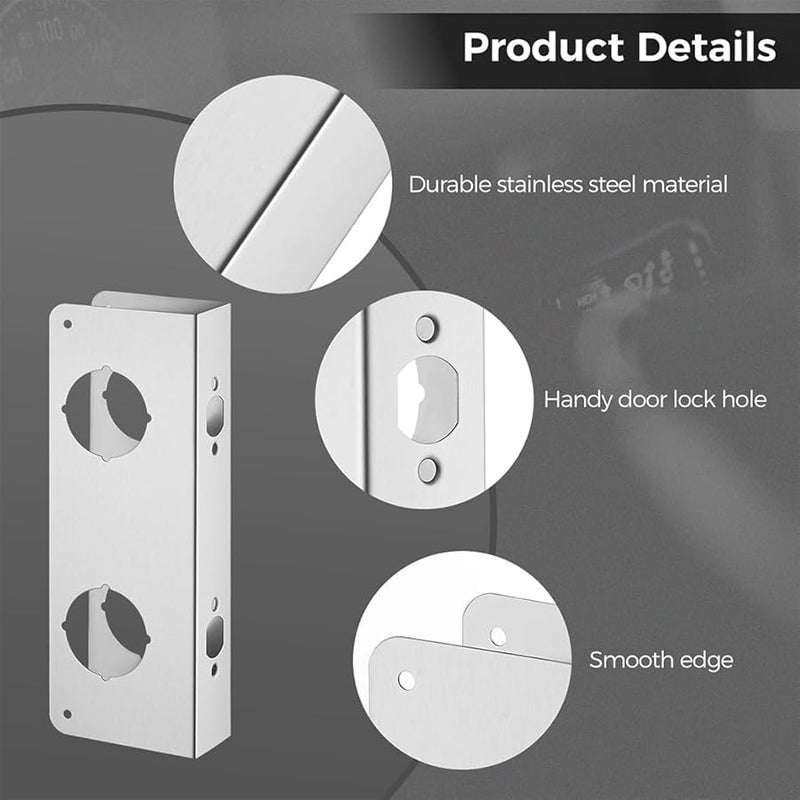 Stainless Steel Door Lock Plate Reinforcer for 1 3 4 in Doors 2 1 8 in Bore 2 3 8 in Backset - Image 3