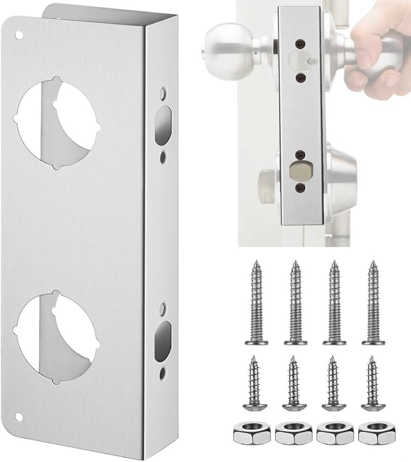 Stainless Steel Door Lock Plate Reinforcer for 1 3 4 in Doors 2 1 8 in Bore 2 3 8 in Backset - Image 2