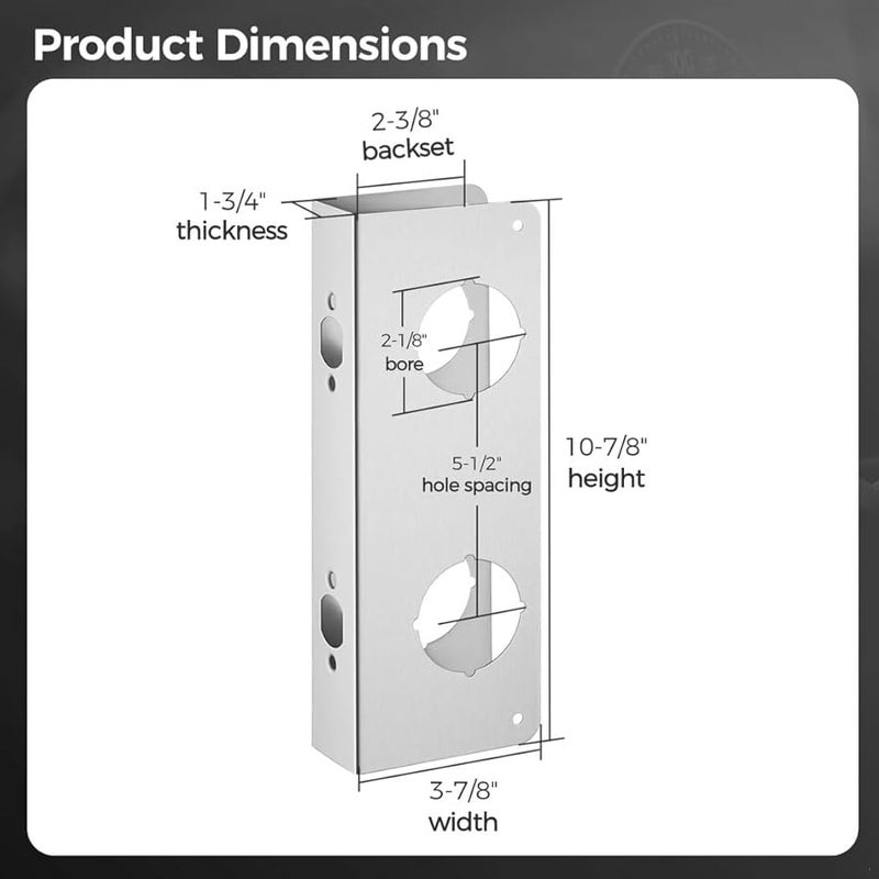 Stainless Steel Door Lock Plate Reinforcer for 1 3 4 in Doors 2 1 8 in Bore 2 3 8 in Backset - Image 4