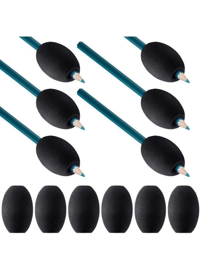 Outus 12 Pieces Egg Pen Pencil Holder Kids Egg Handwriting Grips Pen Stylus Foam Grips Writing Aid Soft Cushioned Foam For Handwriting Drawing Student Right Or Left Handed Use(Black) - Image 2