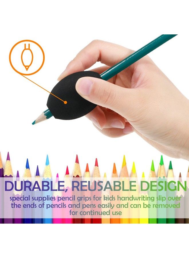 Outus 12 Pieces Egg Pen Pencil Holder Kids Egg Handwriting Grips Pen Stylus Foam Grips Writing Aid Soft Cushioned Foam For Handwriting Drawing Student Right Or Left Handed Use(Black) - Image 4