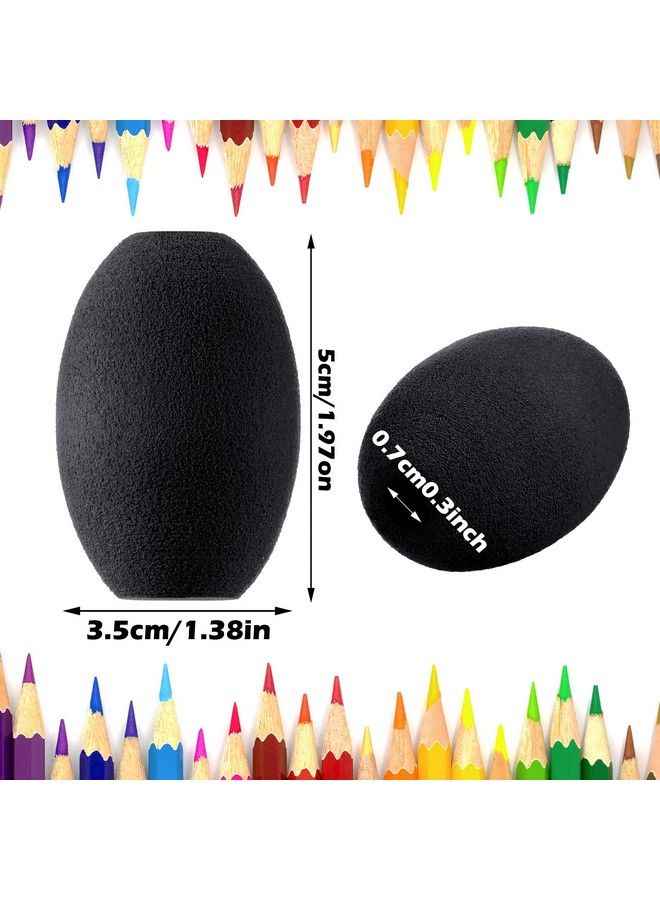 Outus 12 Pieces Egg Pen Pencil Holder Kids Egg Handwriting Grips Pen Stylus Foam Grips Writing Aid Soft Cushioned Foam For Handwriting Drawing Student Right Or Left Handed Use(Black) - Image 3