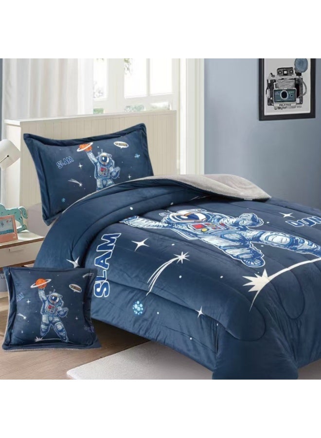 SMART HOME Luxurious 4-piece winter children's bedspread set, double-sided velvet and soft faux fur, with a modern and comfortable design – a warm bedspread set suitable for boys' and girls' rooms – a luxurious winter bedspread for home or as a gift – size 170×230 cm (bedspread with filling) - Image 2