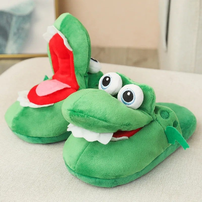 Y&D Unisex Adult & Kid Indoor Plush for Crocodile for Slippers Winter Warm Anti-slip Cotton Shoes with Open Mouth Cartoon Cute Cute - Image 2