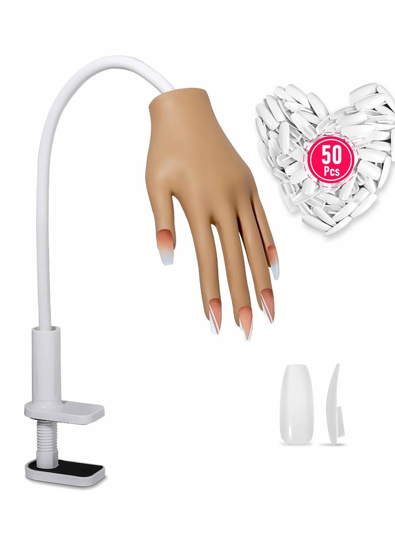 Practice Hand for Acrylic Nails, Nail Tips Never Fall Off Nail Hand Practice,Fingers Never Break Fake Nail Hand for Nail Practice,Flexible Movable Practice Nail Hand for Practicing Nail Supplies - Image 1