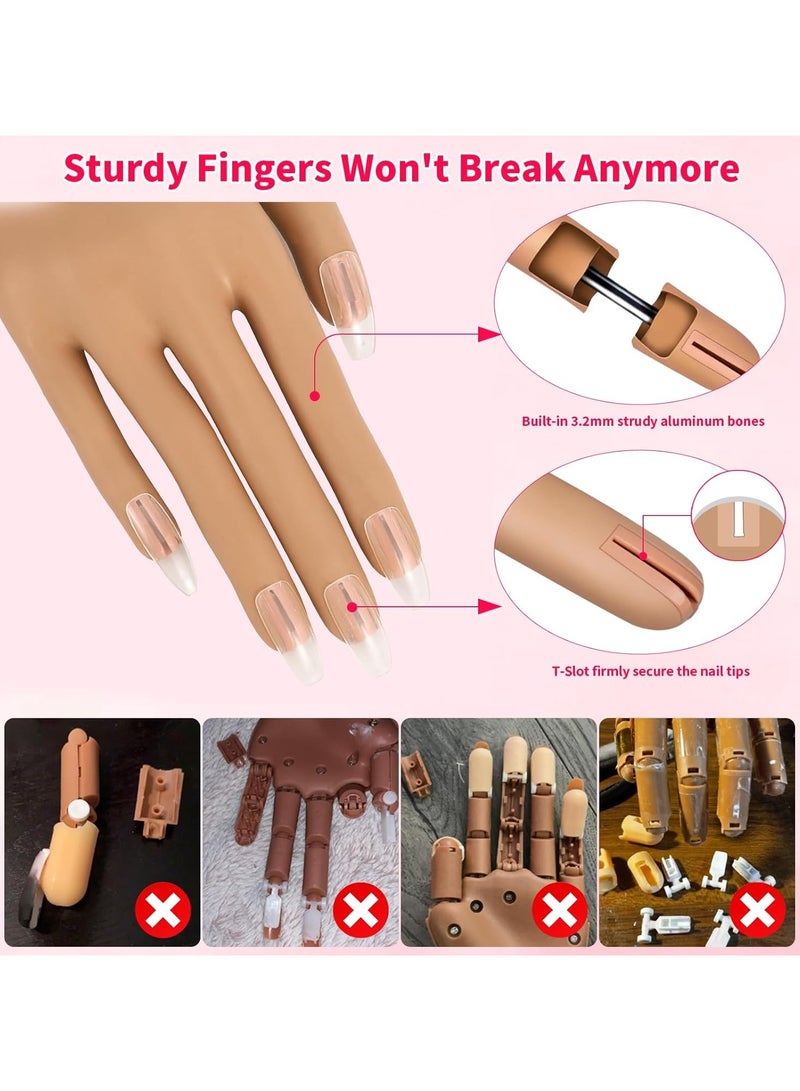 Practice Hand for Acrylic Nails, Nail Tips Never Fall Off Nail Hand Practice,Fingers Never Break Fake Nail Hand for Nail Practice,Flexible Movable Practice Nail Hand for Practicing Nail Supplies - Image 4