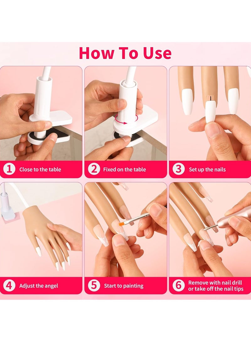 Practice Hand for Acrylic Nails, Nail Tips Never Fall Off Nail Hand Practice,Fingers Never Break Fake Nail Hand for Nail Practice,Flexible Movable Practice Nail Hand for Practicing Nail Supplies - Image 5