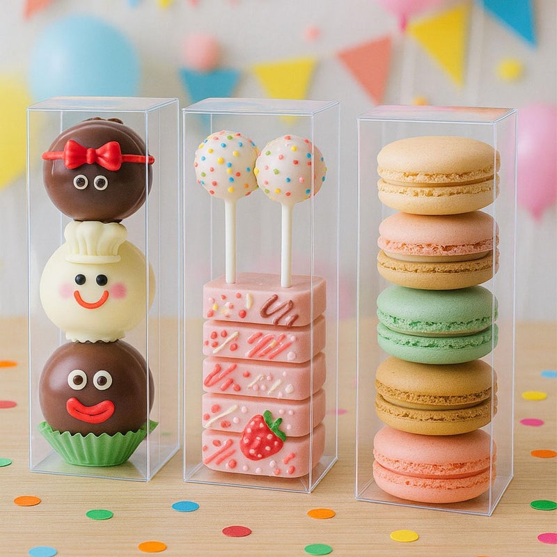 VGoodall Clear Boxes for Treats, 2 x 2 x 6 inches Transparent Clear Favor Boxes for Gifts, for Macaron Strawberry Candy, 26 Pack - Image 3