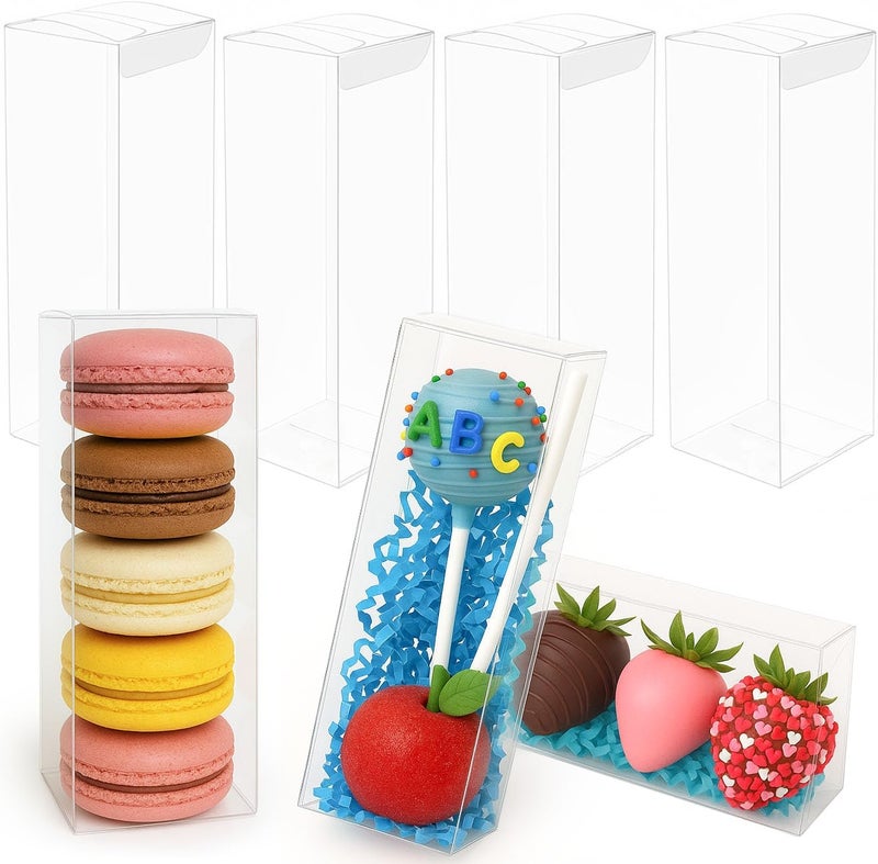 VGoodall Clear Boxes for Treats, 2 x 2 x 6 inches Transparent Clear Favor Boxes for Gifts, for Macaron Strawberry Candy, 26 Pack - Image 1