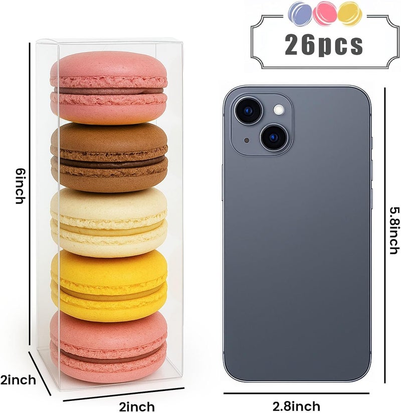 VGoodall Clear Boxes for Treats, 2 x 2 x 6 inches Transparent Clear Favor Boxes for Gifts, for Macaron Strawberry Candy, 26 Pack - Image 5