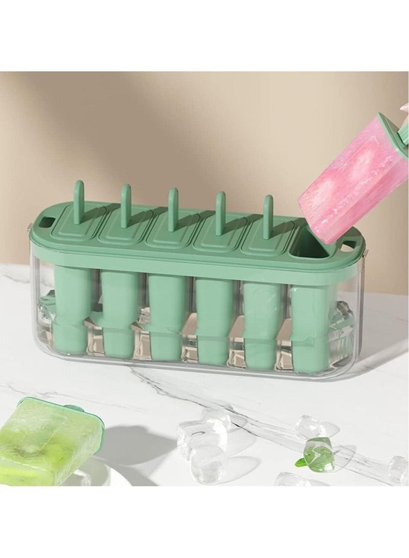 Bukela Popsicle Molds, Popsicle Molds Homemade Popsicles and Ice Cream Six Silicone Ice Cream Makers Easy Release Reusable DIY Popsicle Makers (Green)  - Image 4