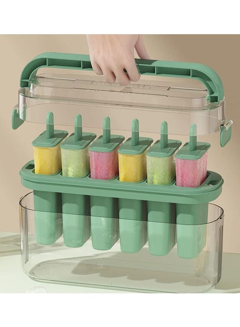 Bukela Popsicle Molds, Popsicle Molds Homemade Popsicles and Ice Cream Six Silicone Ice Cream Makers Easy Release Reusable DIY Popsicle Makers (Green)  - Image 5