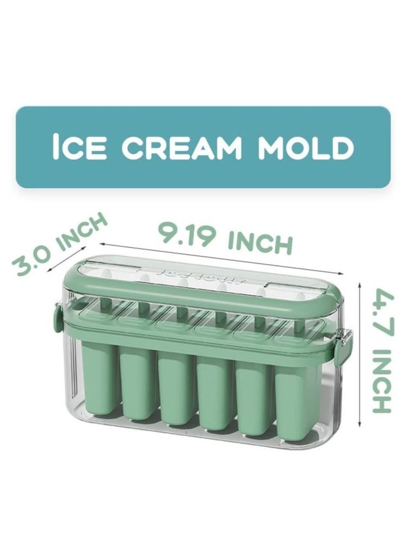 Bukela Popsicle Molds, Popsicle Molds Homemade Popsicles and Ice Cream Six Silicone Ice Cream Makers Easy Release Reusable DIY Popsicle Makers (Green)  - Image 2