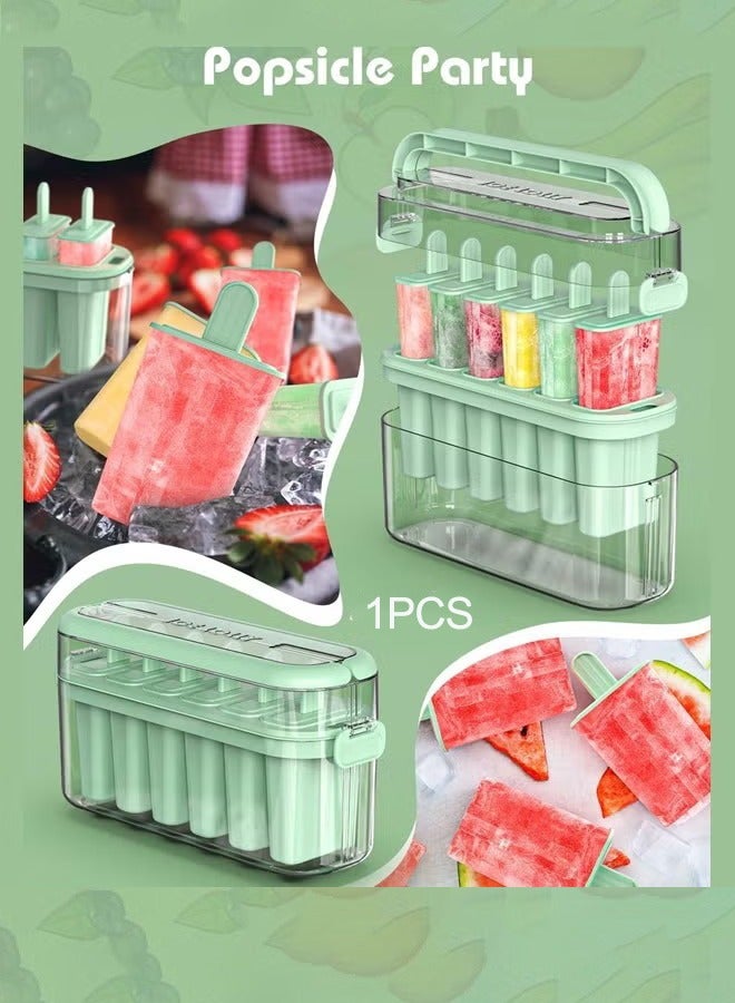 Bukela Popsicle Molds, Popsicle Molds Homemade Popsicles and Ice Cream Six Silicone Ice Cream Makers Easy Release Reusable DIY Popsicle Makers (Green)  - Image 1