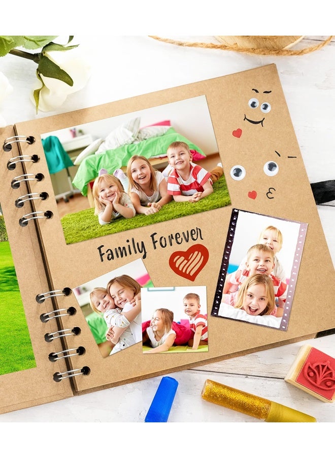 ألبوم صور مربع الشكل، 40 صفحة (8 × 8 بوصة)، مصنوع من ورق كرافت بني سميك، مزود بشريط إغلاق. - Image 4
