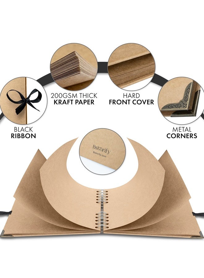 ألبوم صور مربع الشكل، 40 صفحة (8 × 8 بوصة)، مصنوع من ورق كرافت بني سميك، مزود بشريط إغلاق. - Image 3