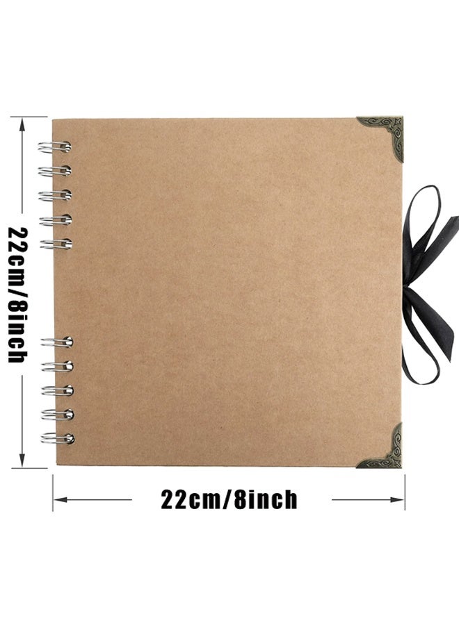 ألبوم صور مربع الشكل، 40 صفحة (8 × 8 بوصة)، مصنوع من ورق كرافت بني سميك، مزود بشريط إغلاق. - Image 2