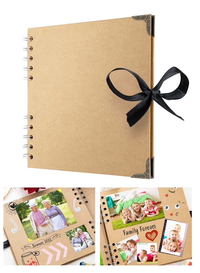 ألبوم صور مربع الشكل، 40 صفحة (8 × 8 بوصة)، مصنوع من ورق كرافت بني سميك، مزود بشريط إغلاق. - Image 1