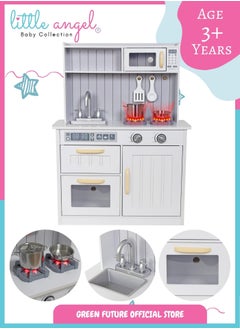 Kids Wooden Play Kitchen Set with Lights & Sounds, Pretend Cooking Toy for Toddlers with Accessories, Oven, Sink, Storage & Realistic Features - pzsku/ZA7663BD97DABF41E42E9Z/45/_/1740579825/8e3f4a23-3747-4c18-a88b-45b21d1ee3d8