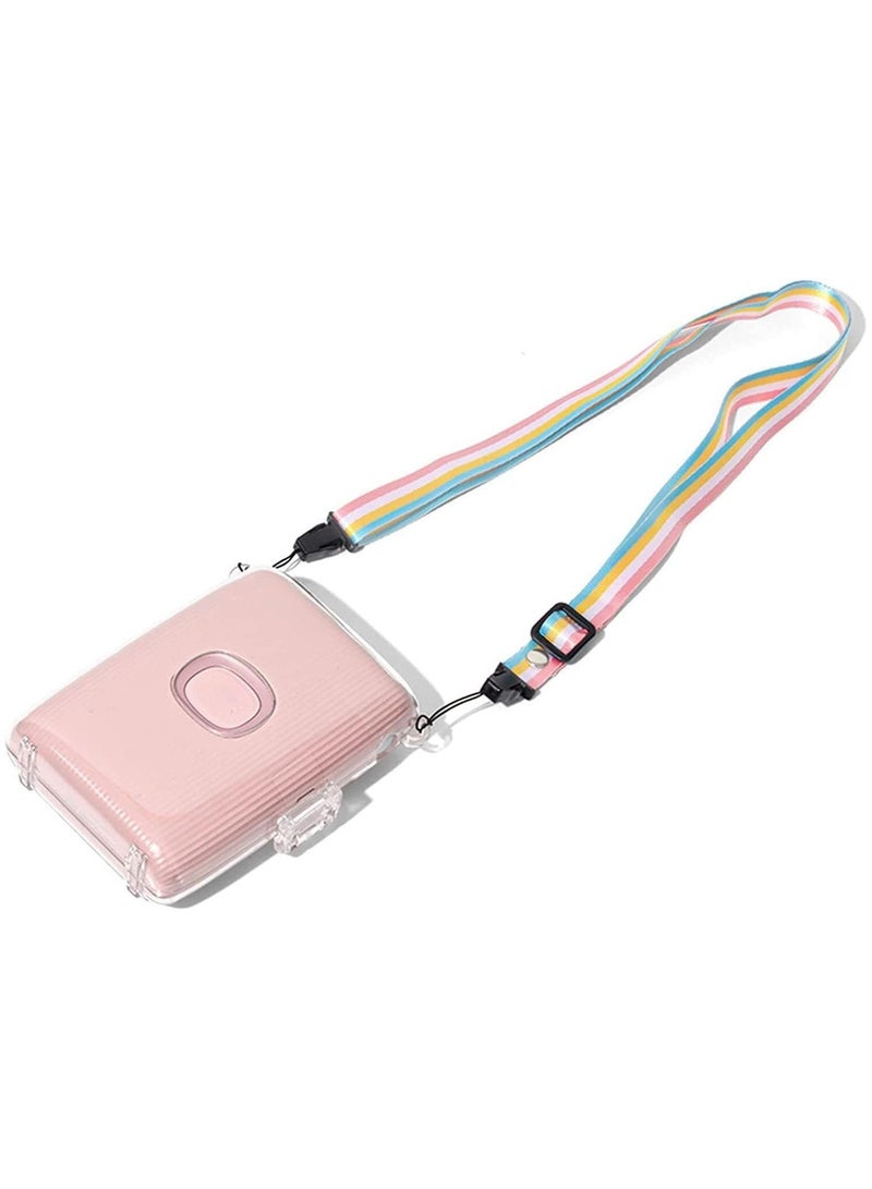 SOLARAE Compatible for Mini Link 2 Case Clear Compatible for Fuji Instax Link 2 Photo Printer Protective Cover, Hard PVC Case with Rainbow Shoulder Strap - Transparent, Smartphone Printer Clear Case Cover - Image 4