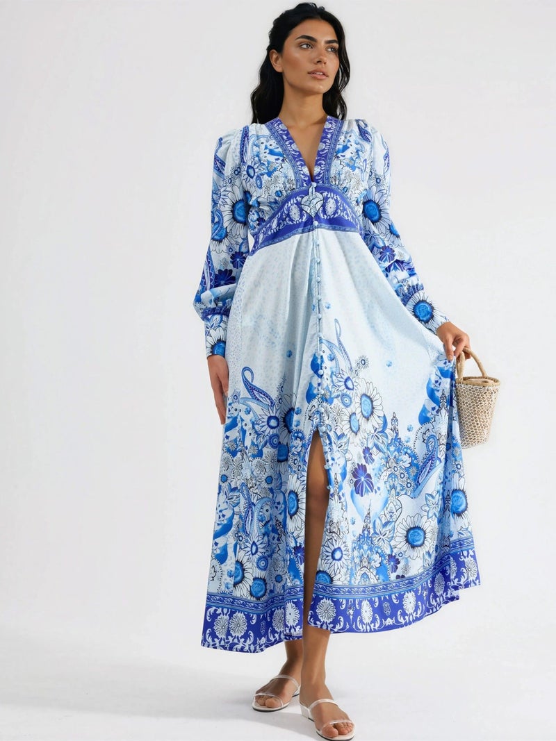 Jennyfer Floral Maxi Dress with Paneled Design - Image 1
