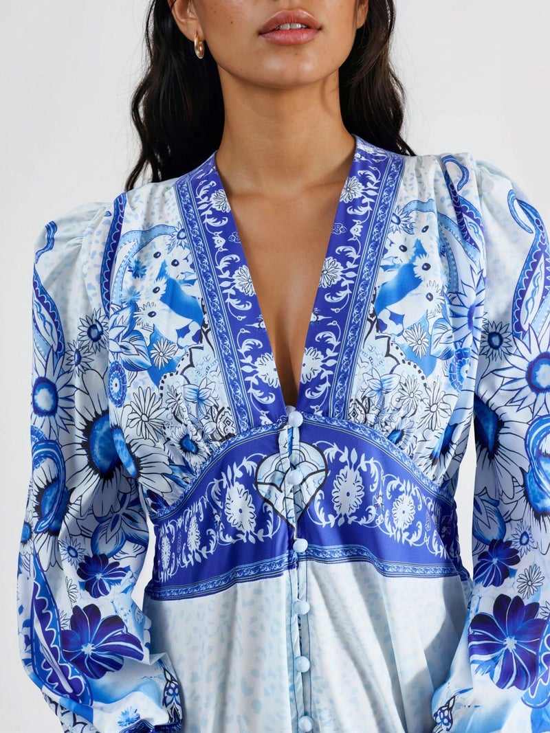 Jennyfer Floral Maxi Dress with Paneled Design - Image 5