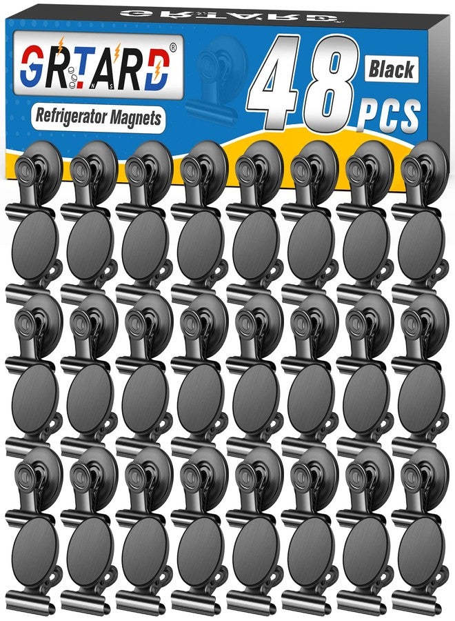 Grtard 48pack Fridge Magnets Refrigerator Magnets Magnetic Clips Heavy Duty Detailed List Display Fasteners on Home (Black, 48) - Image 1