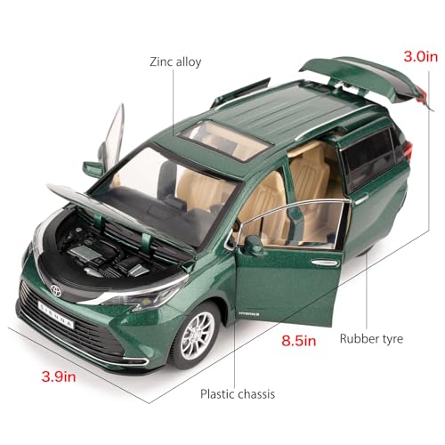 BDTCTK 124 Compatible for Sienna Car Model Pull Back Diecast Toy Car with SoundsLights for Kids Boys Girls and Adults Gift Green - Image 5