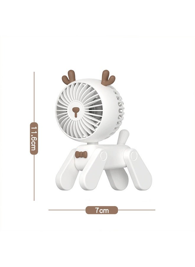 Generic Mini Desk Fan for Kids, Cute Portable Rechargeable Pink Puppy Table Fan, 3 Speeds Children students handheld folding Small fan for Home Office Outdoor Camping (White)  - Image 2