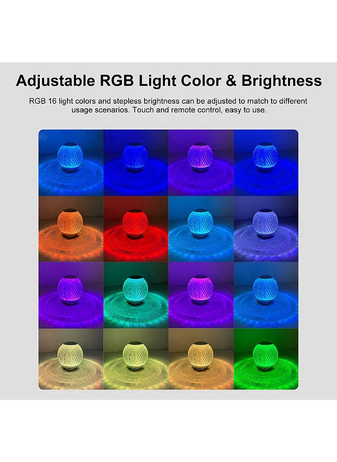 Generic - Glass Ball Table Lamp Crystal Ball Dimmable Night Light Bedside Lamp Touch Sensor RGB Light Colors with Remote Control - Image 1