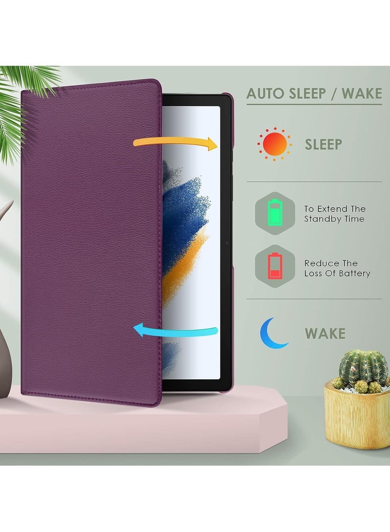 ELTRAZONE Case Compatible with Galaxy Tab A8 10.5" Case (SM-X200/X205/X207), Galaxy Tab A8 Case 10.5 inch,Auto Sleep/Wake 360° Rotating Stand Folio Leather Case for Tab A8 2022 (Purple) - Image 4