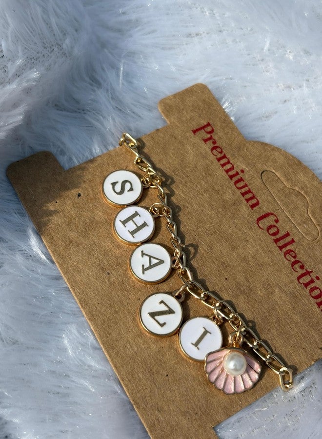 JANEJA Customised Name Bracelet with Charm – Personalised Bracelet for Women, Girls, Teens, Kids – Gold Plated Adjustable Name Jewellery,Gift BraceletS for Her - Image 2