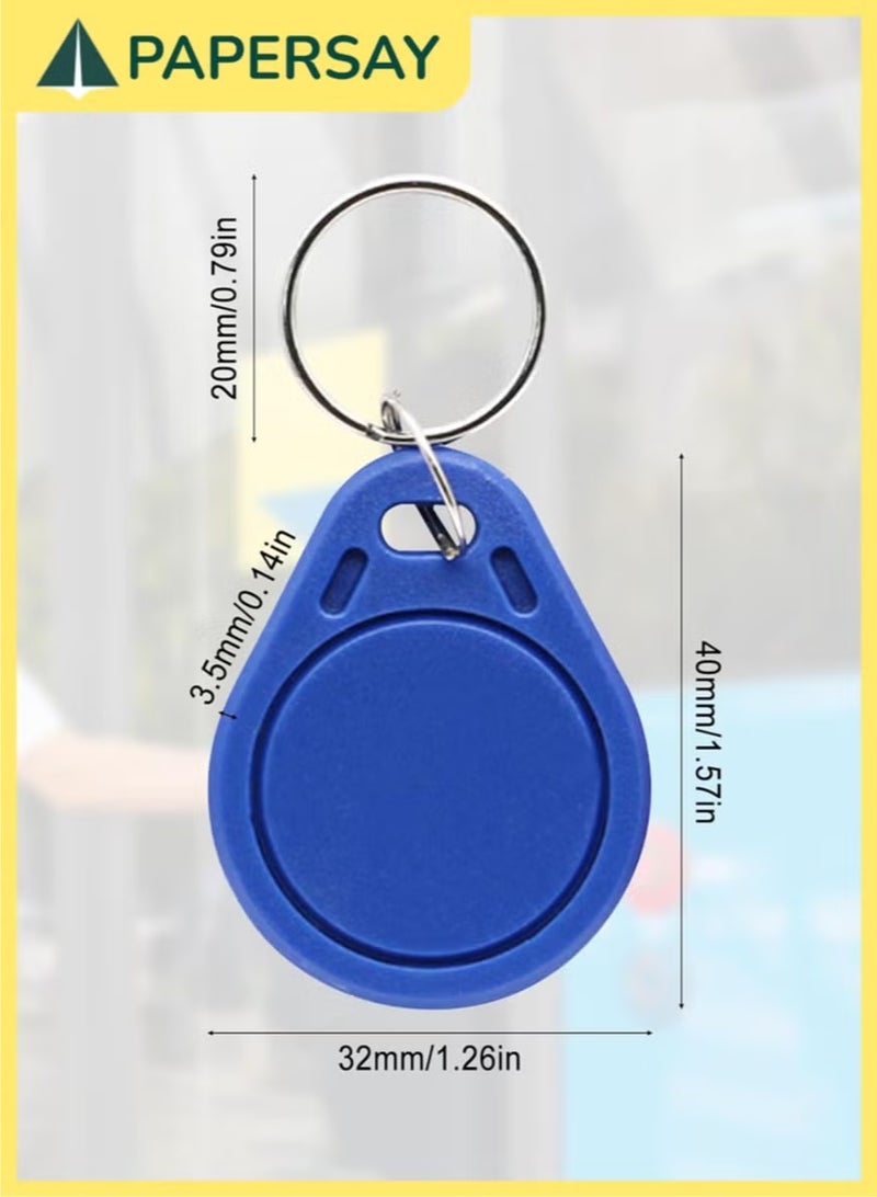PAPERSAY 20Pcs 125khz RFID Writable Rewritable T5577 Fob Tag, Writable 125kHz RFID Key Fob Proximity ID Card Token Tag Rewritable for RFID Writer (Blue) - Image 2
