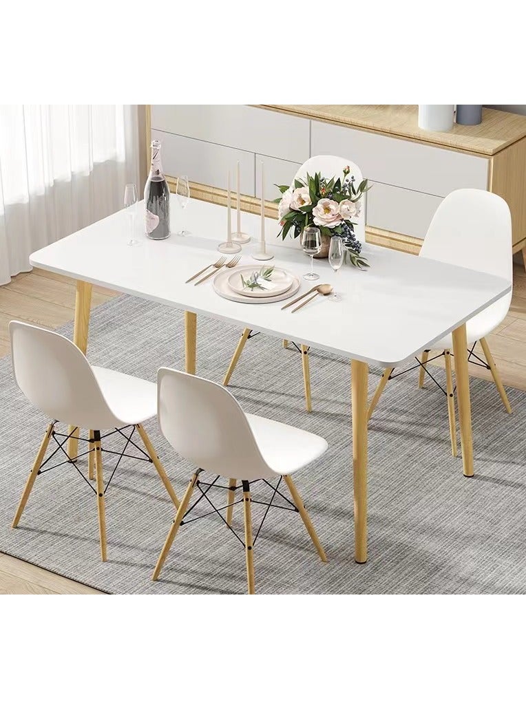 Generic Modern Dining Table Simple Office Table Kitchen Side Table Writing Desk with Wood Legs for Home Living Room Office Meeting Room（120*60*73CM）  - Image 1
