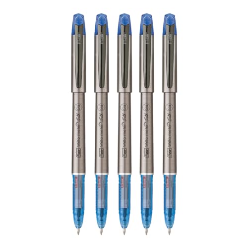 FLAIR Writometer Silk Gel Pen | Gunmetal Finish Clip & Stylish Matte Finish Body | Our Longest Writing Pens | Ensures Smoothness & Durability | Blue Ink, Pack of 5 - Image 1