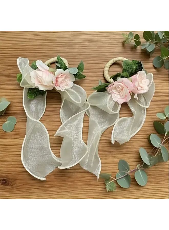 حلقة منديل على شكل فراشة، منسوجة يدويًا من ديباج الحرير، بتصميم زهري، لتزيين طاولات الزفاف - Image 2