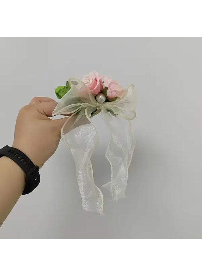 حلقة منديل على شكل فراشة، منسوجة يدويًا من ديباج الحرير، بتصميم زهري، لتزيين طاولات الزفاف - Image 5