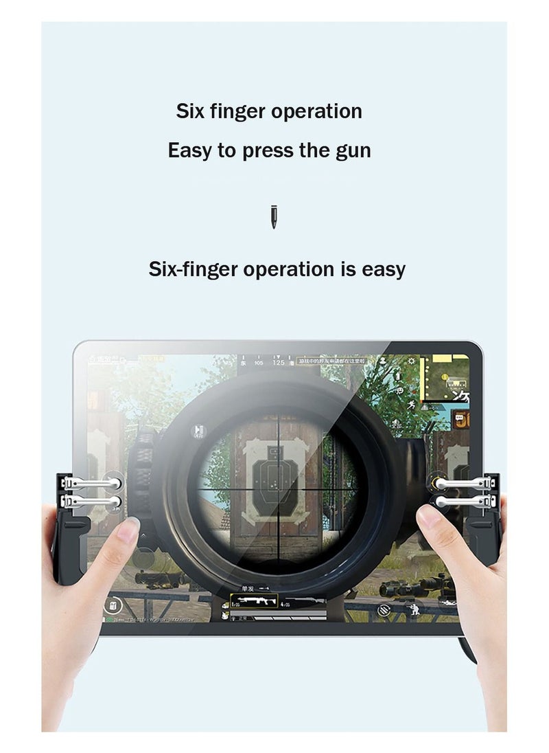 Mobile Game Controller - Rapid Fire Artifact Auxiliary Pressure Gun - Six Finger Tablet Connected Gamepad