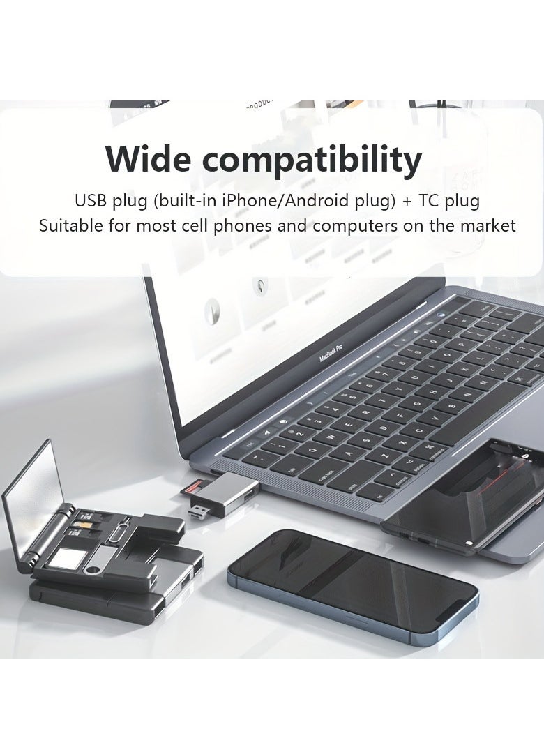 Verci - Universal OTG Card Reader - 7-In-1 Multifunctional Adapter with Type C Compatibility - All-in-One Solution for Smart Devices, Digital Cameras - Lightning-fast Data Transfer, Durable Storage Box - Image 1