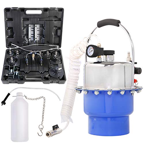 YSTOOL Brake Bleeder Kit Pneumatic Pressure Brake Clutch Fluid Bleeding Tool Set with Master Cylinder Adatpers Air Power Pressurized Oil Change Bleeder Machine and Waste Oil Collection Bottle (Blue) - Image 1