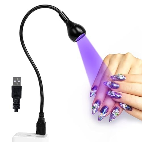AORAEM LED Nail Lamp 3W LED Nail Portable Manicure Dryer Gel Polish Curing Light with Black Gooseneck for Gel Nails Tips USB Plug Play Nails Salon and Home DIY,Black - Image 1