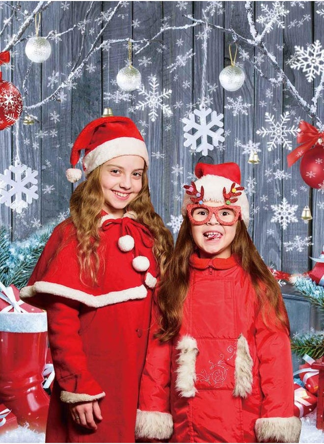 Felortte - 8x10FT Christmas Wood Wall Floor Backdrop Winter Snowflake Photography Background Kids Family Holiday Party Decoration Photo Banner Booth Studio Photographer Props Tapestry - Image 1