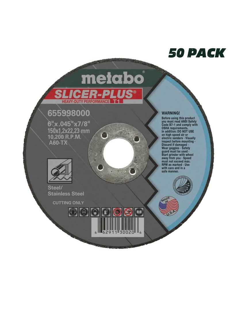 Metabo Metabo 655997000 50Pack  412inch Slicer Plus Cutting Wheel  Type 1  45 x 045 x 78  A60TX  Zirconia Alumina  Super Performance  Improved Performance in Steel Stainless Steel  - Image 2