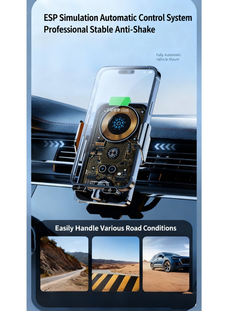 All-in-One 15W Auto Car Mount - Fast Wireless Charging, Smart Anti-Shake, 360° Adjustable, Universal Fit - Image 3